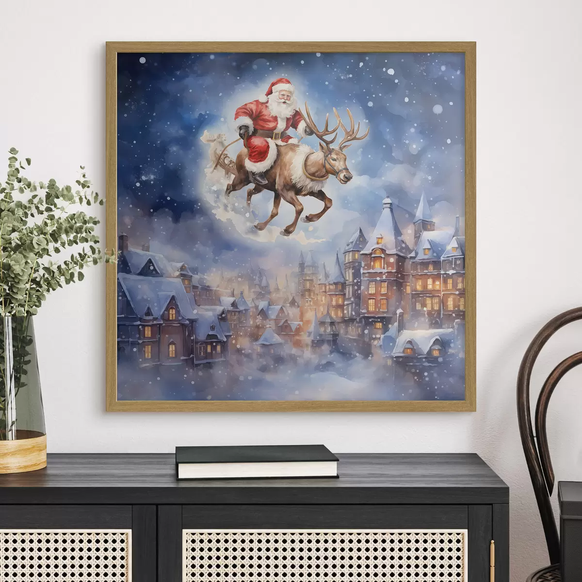 Poster Pohádkový Nový rok, Santa Claus na saních f46972