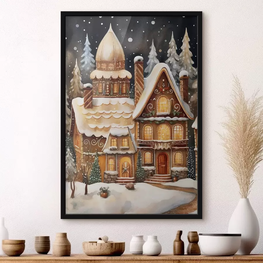 Fototapet Zasněžené domy v lese f46985