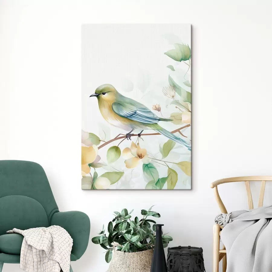 Obraz Sýkorka na větvi, imitace akvarelu Č. s46892