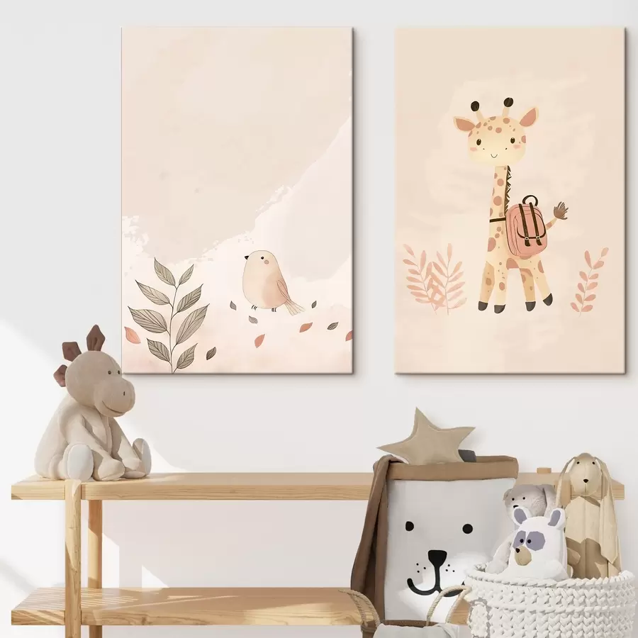 Obraz Žirafa a pták Č. m01148