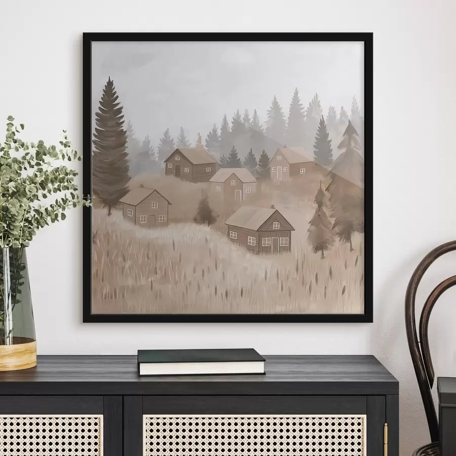 Fototapet Domy v lese f47075