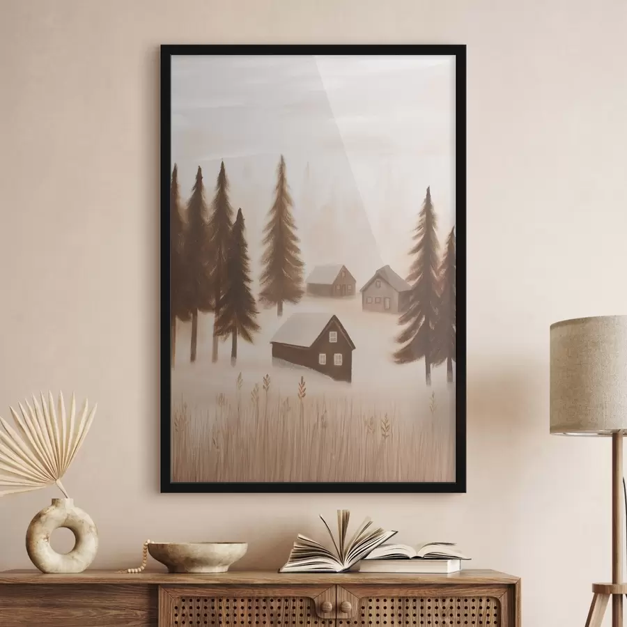 Fototapet Domy v lese f47077