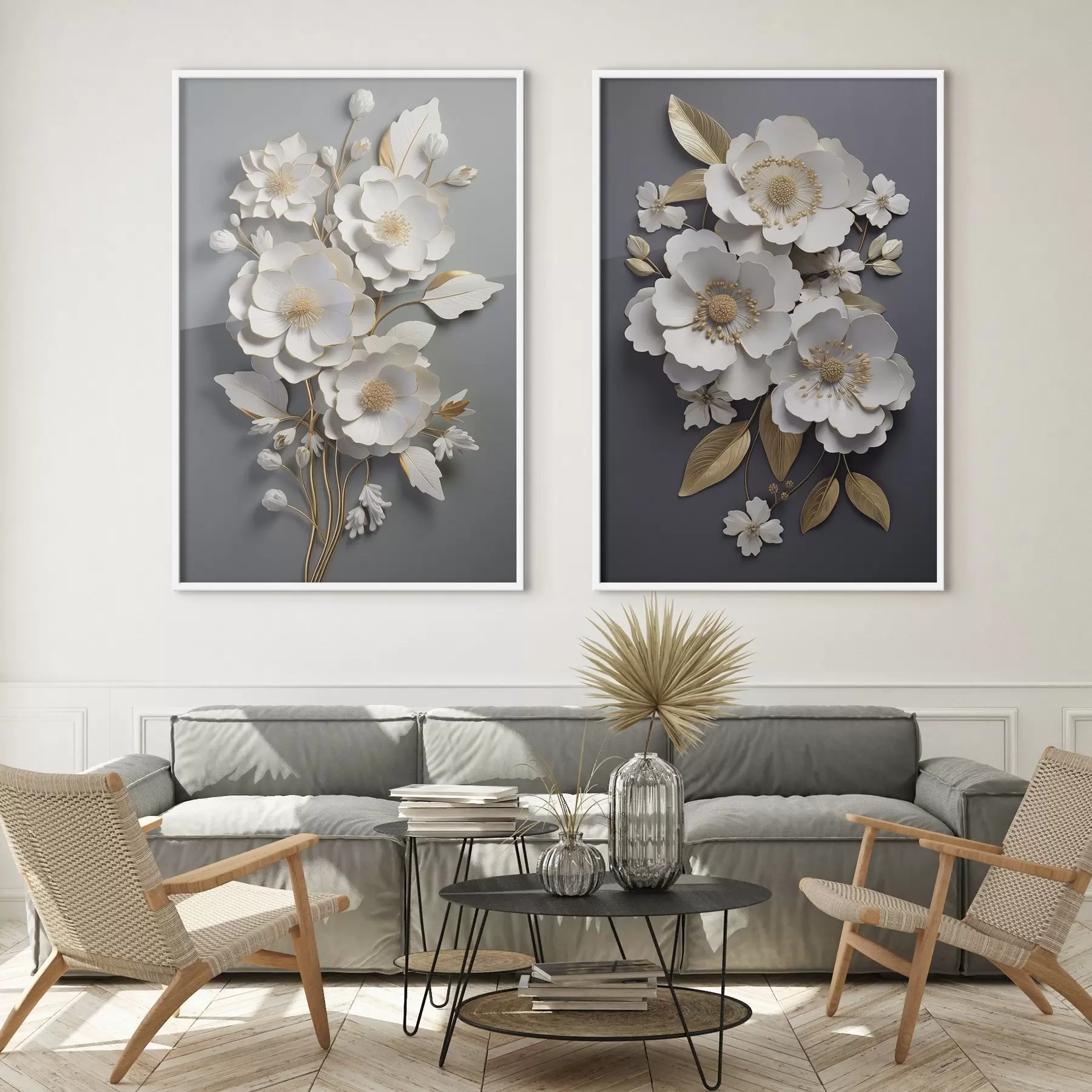 Fototapet Kompozice květinových větví na tmavém pozadí d00423