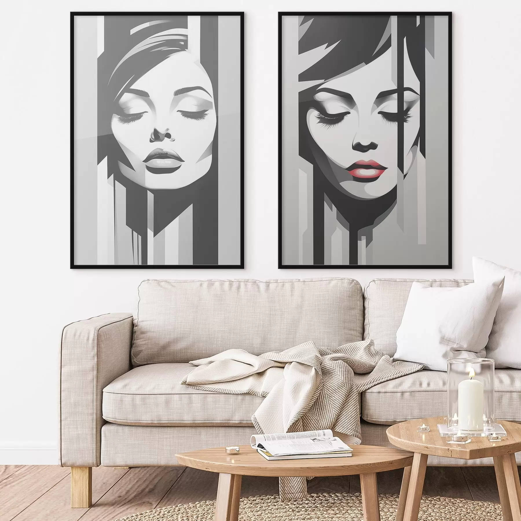 Fototapet Geometrie ženských obličejů d00496