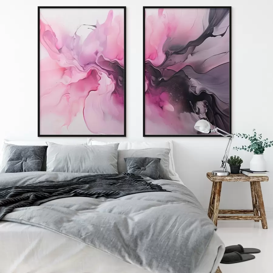 Fototapet Abstraktní víry růžové, fialové a černé barvy se prolínají v plynulé organické kompozici a vytvářejí pocit pohybu d00532