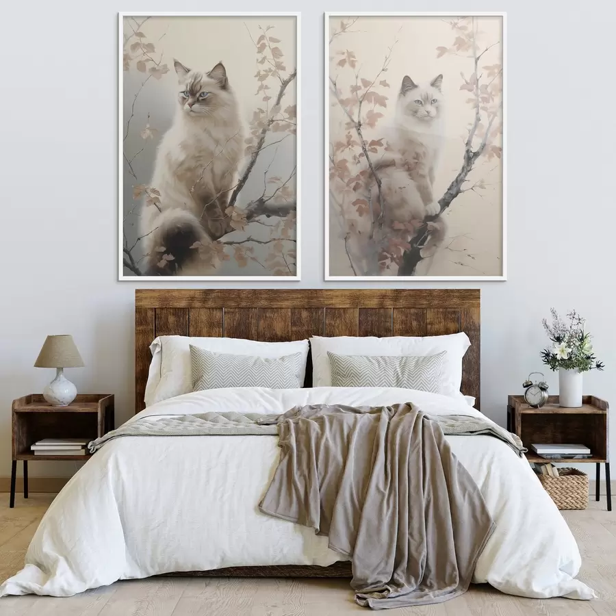 Fototapet Kočka na větvi stromu d00871