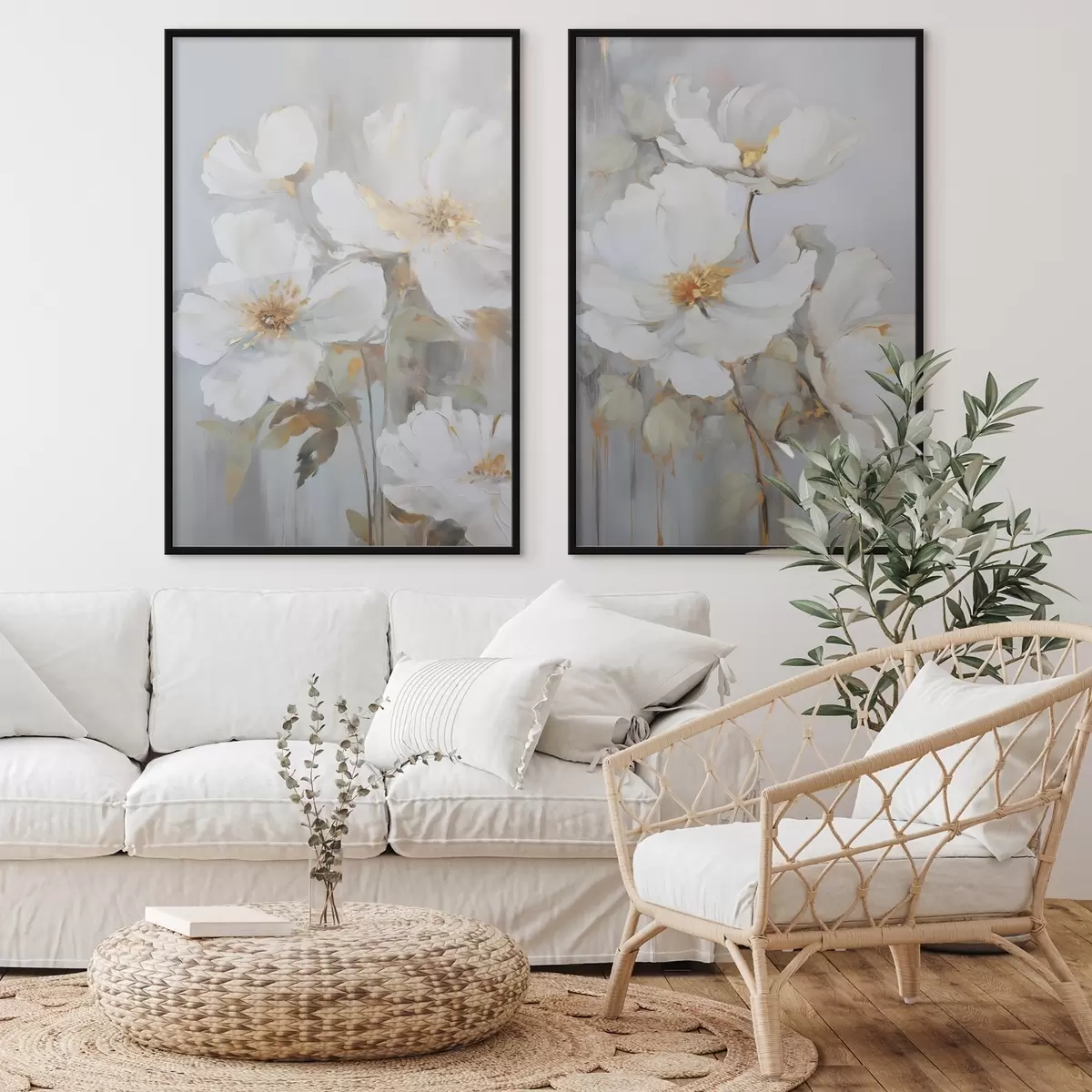 Poster Abstraktní květiny, imitace malby d00906