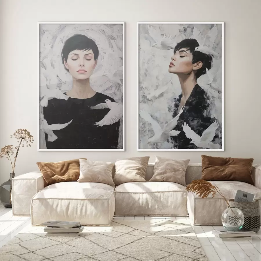 Fototapet Žena s holubicemi d00923