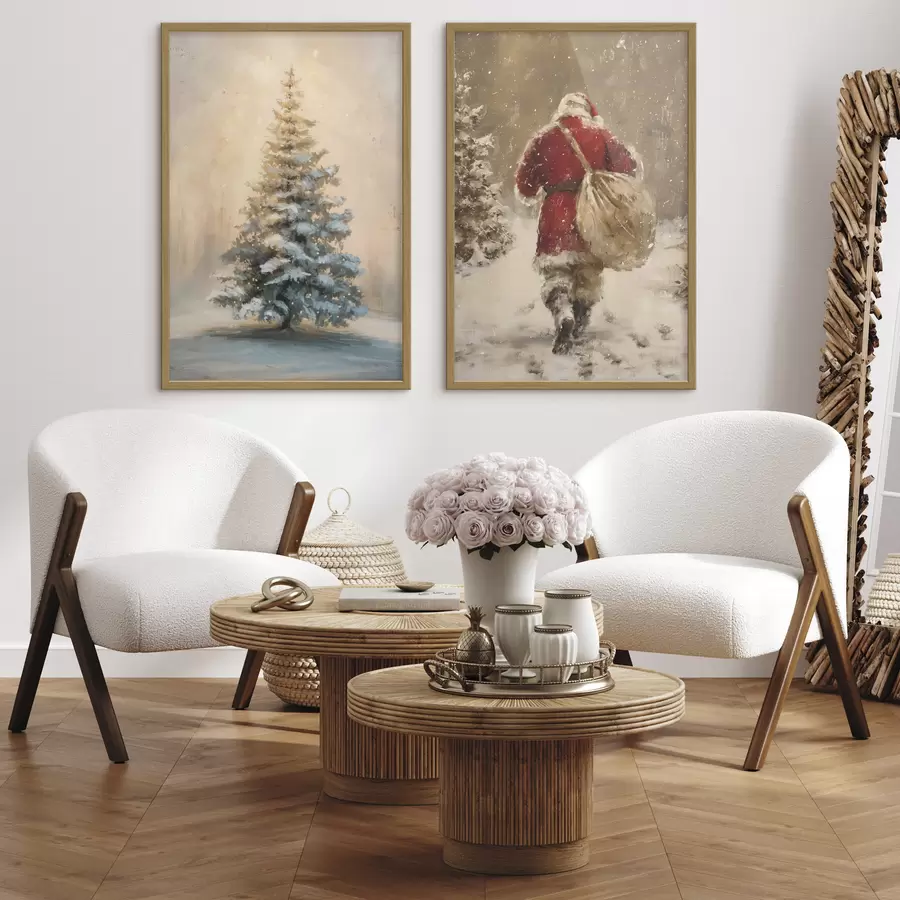 Fototapet Santa Claus a vánoční stromek d00956