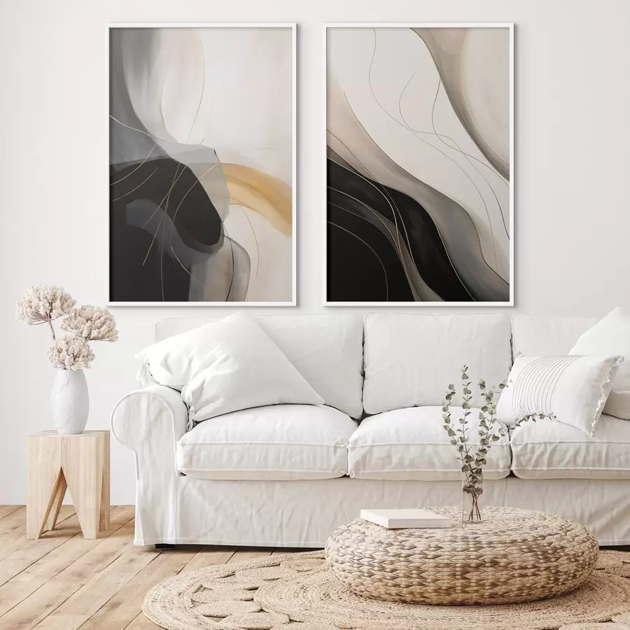 Fototapet Monochromatické křivky s jemnými kovovými vlákny d00972