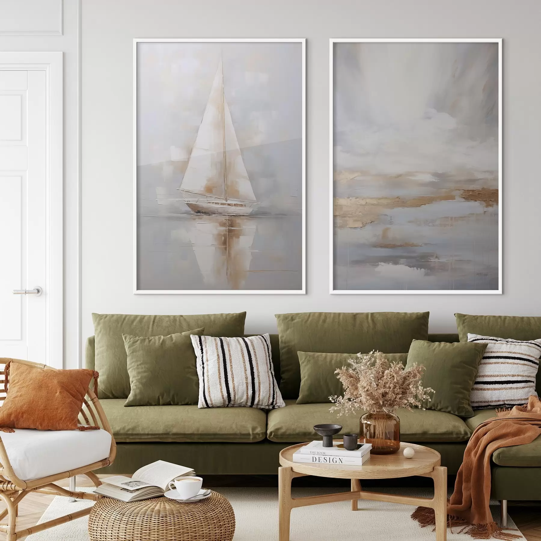 Fototapet Jachta a abstraktní kompozice napodobující malbu d00999