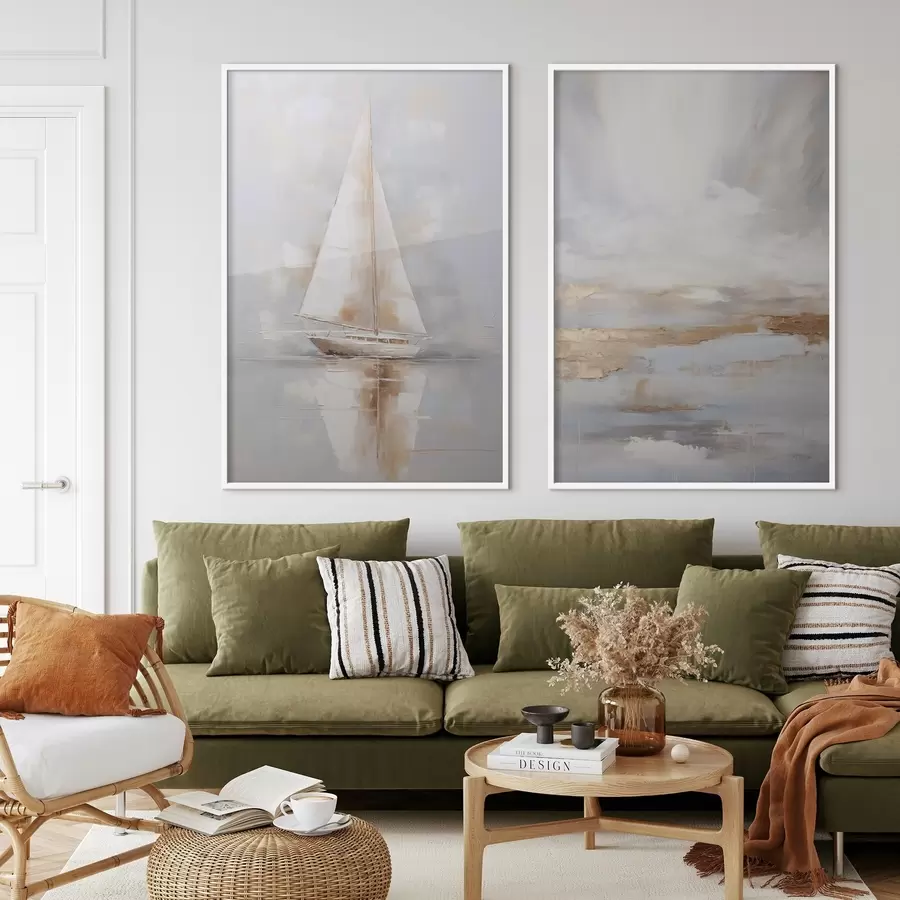 Fototapet Jachta a abstraktní kompozice napodobující malbu d00999