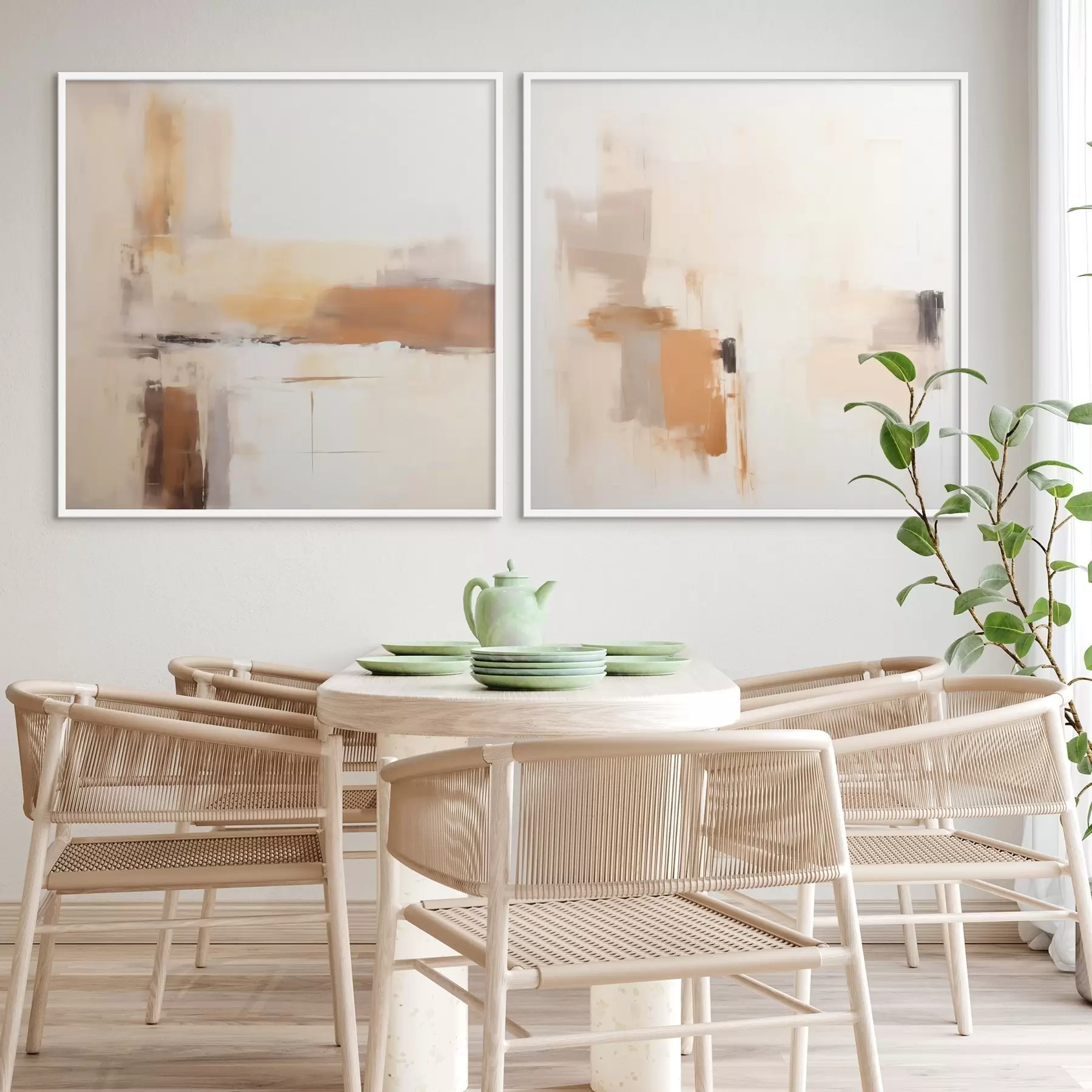 Fototapet Stylizovaná abstrakce v teplých odstínech ve formátu diptychu d00988