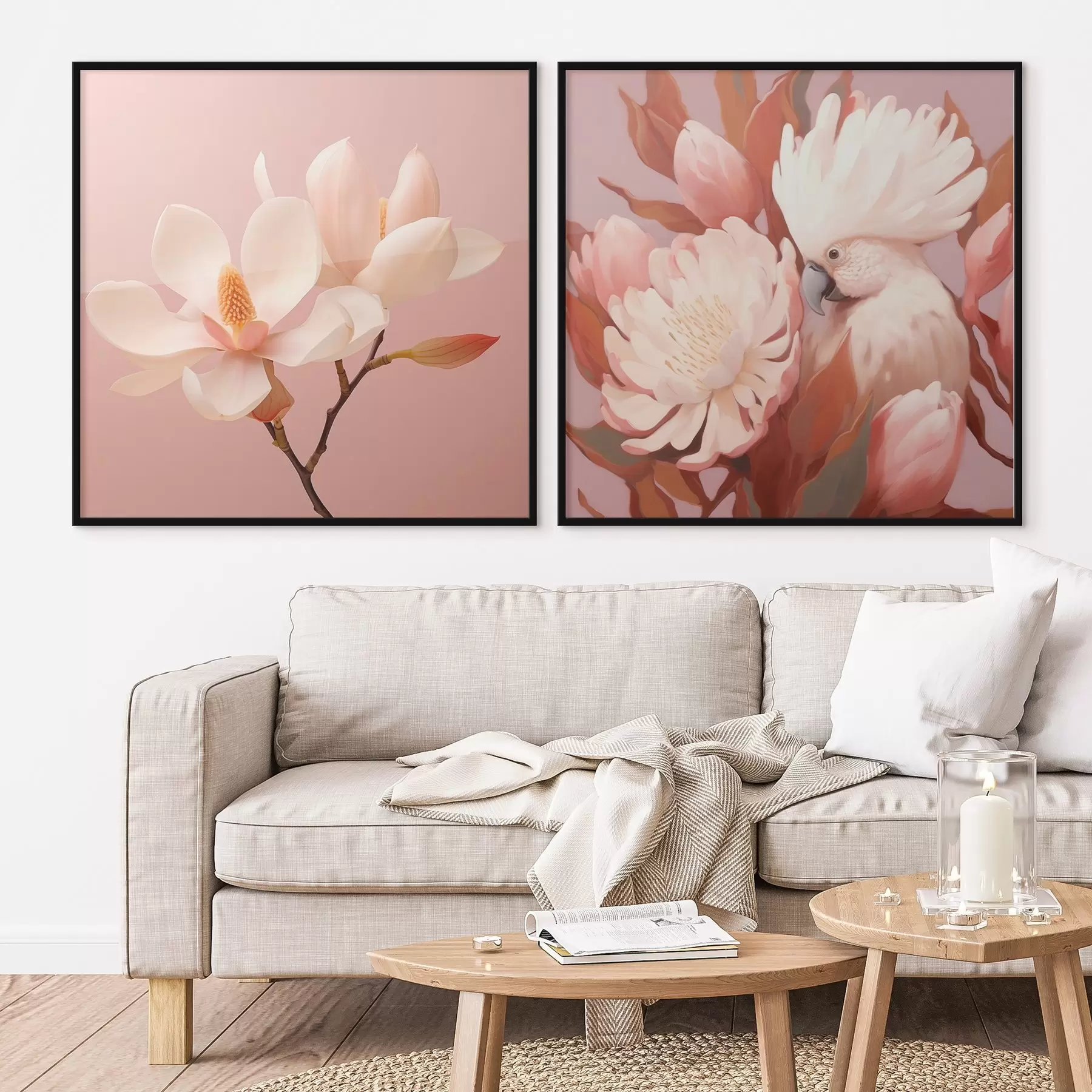 Fototapet Květinová kompozice s ptákem v uměleckém ilustračním stylu d00994