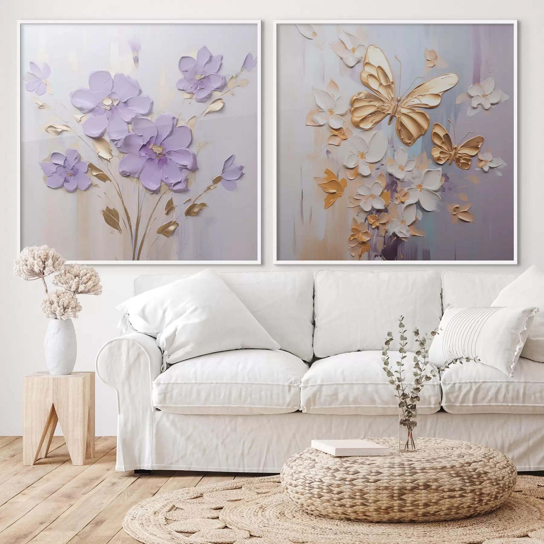 Fototapet Imitace malby motýlů a květin d01046