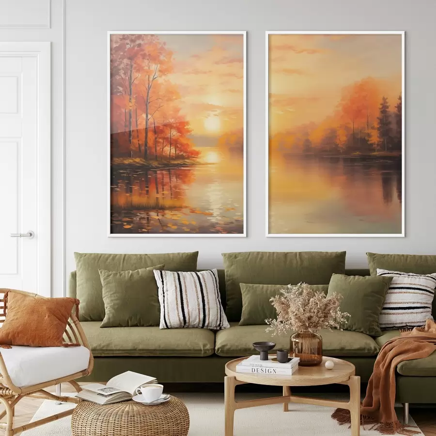 Fototapet Podzimní les proti západu slunce d01051