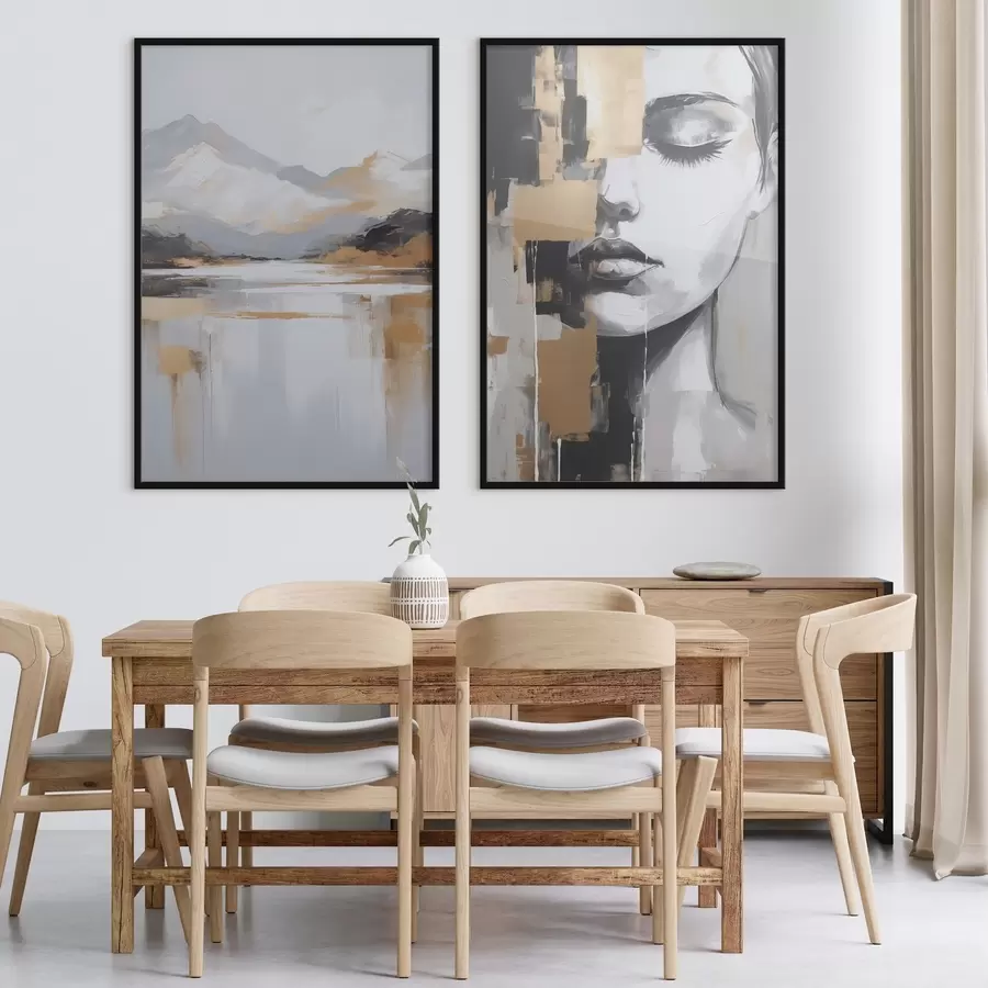 Fototapet Abstraktní horská krajina a portrét d01058