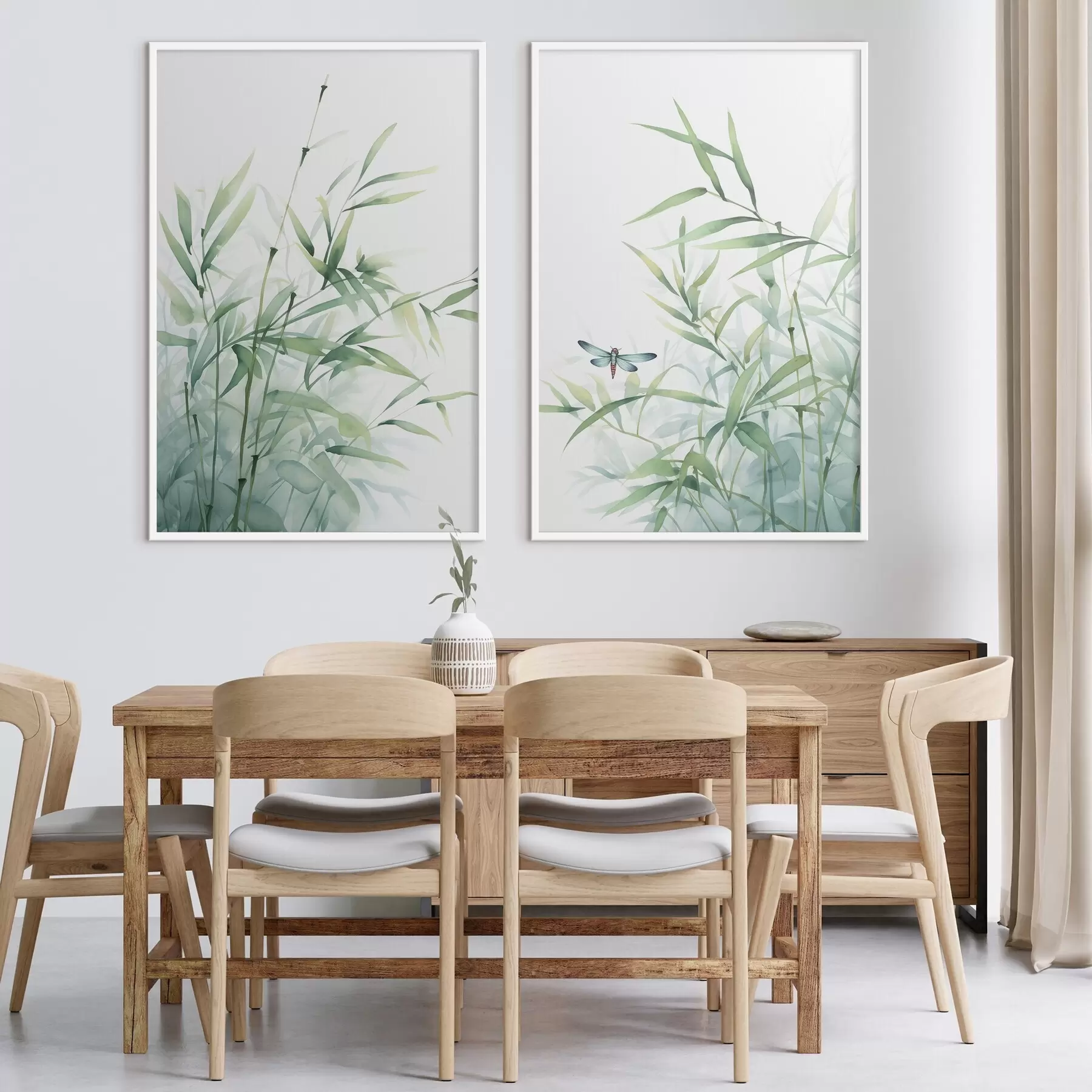 Fototapet Bambusové rostliny, imitace akvarelu d01062