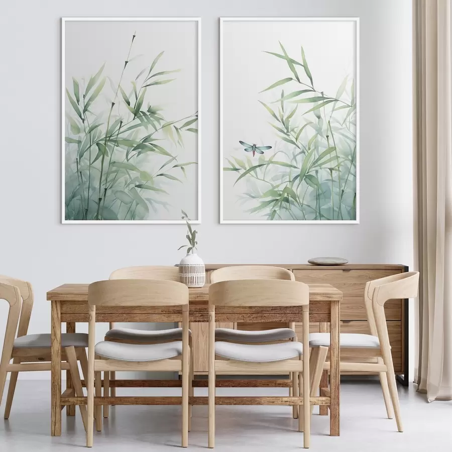 Fototapet Bambusové rostliny, imitace akvarelu d01062