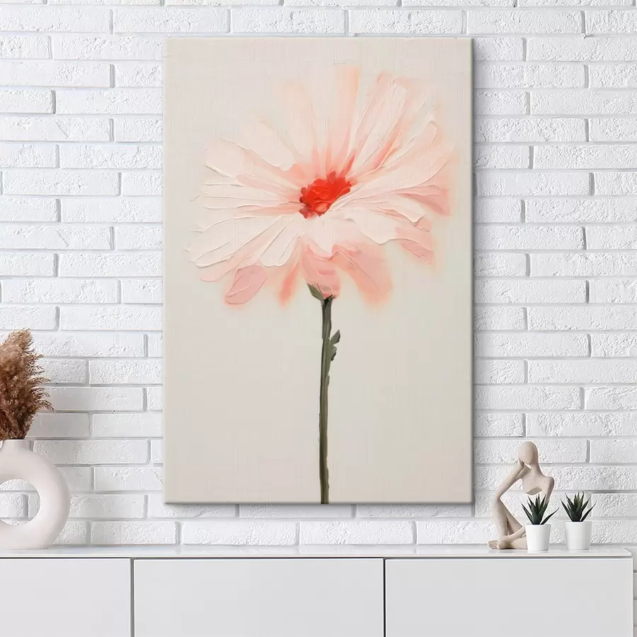 Obraz Bílá a růžová květina s výraznými tahy štětcem v olejomalířském stylu Č. s46933