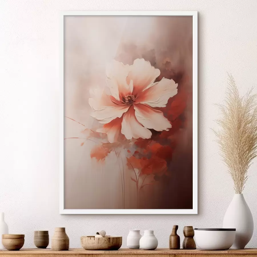 Fototapet Jemný bílý korálový květ na rozmazaném pozadí v olejomalebném stylu f46938