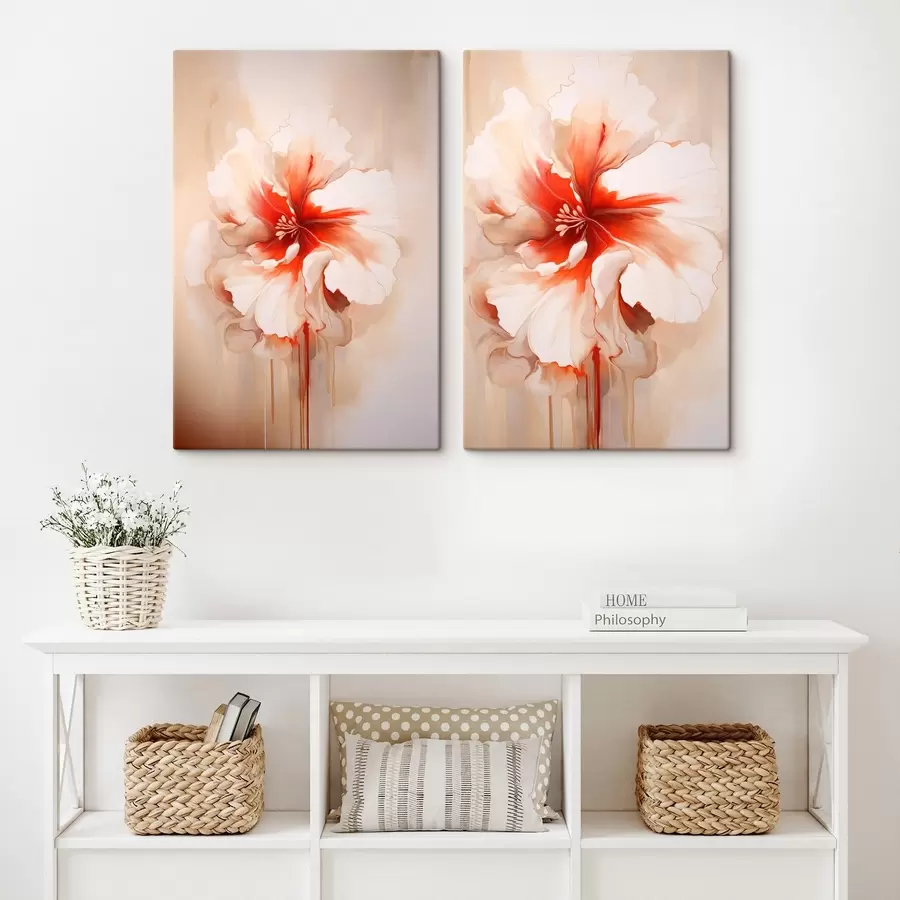 Fototapet Bílé korálové okvětní lístky na abstraktním pozadí, klidná kompozice m01089