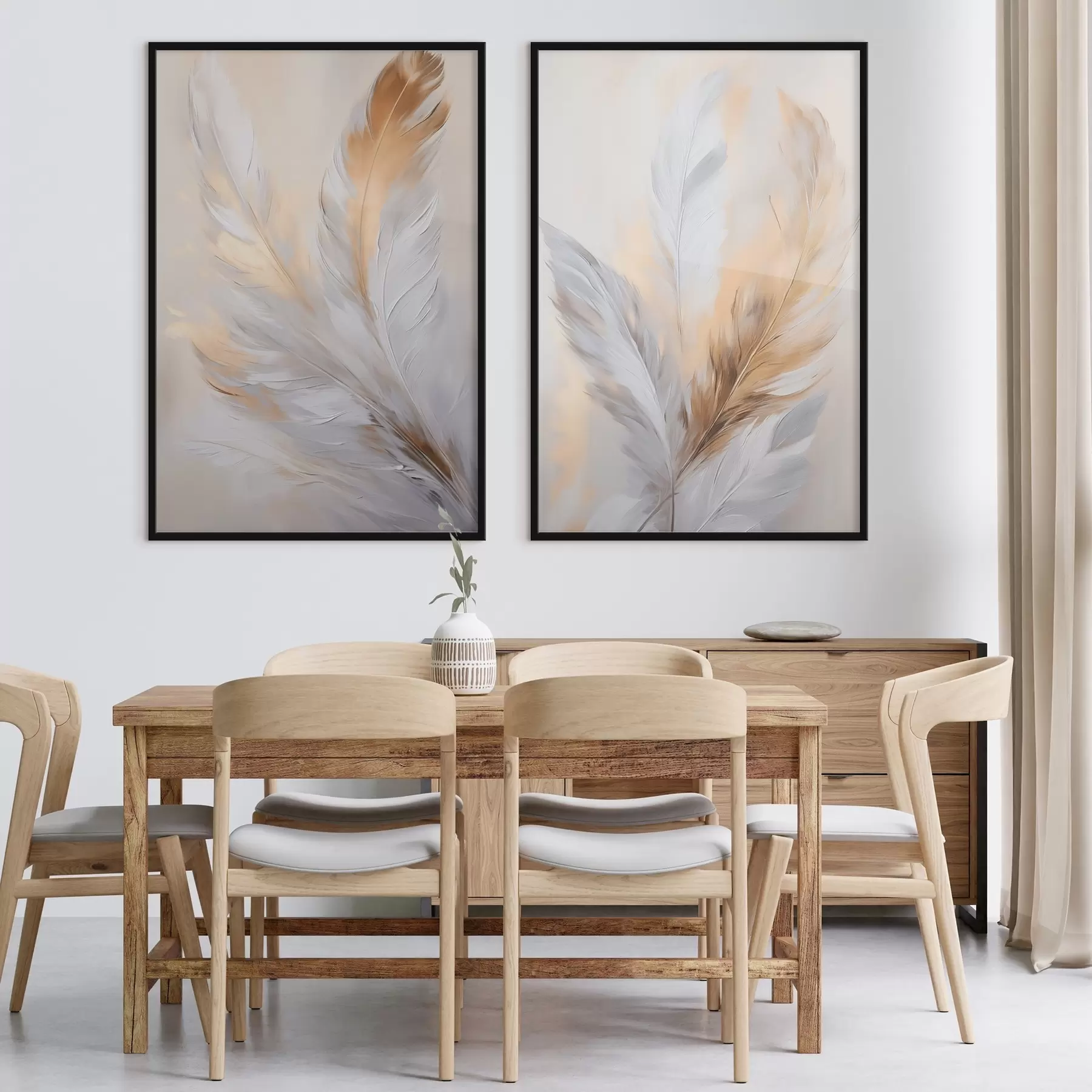 Fototapet Peří s oranžovými akcenty, minimalistická kompozice s texturou, moderní umění d00828