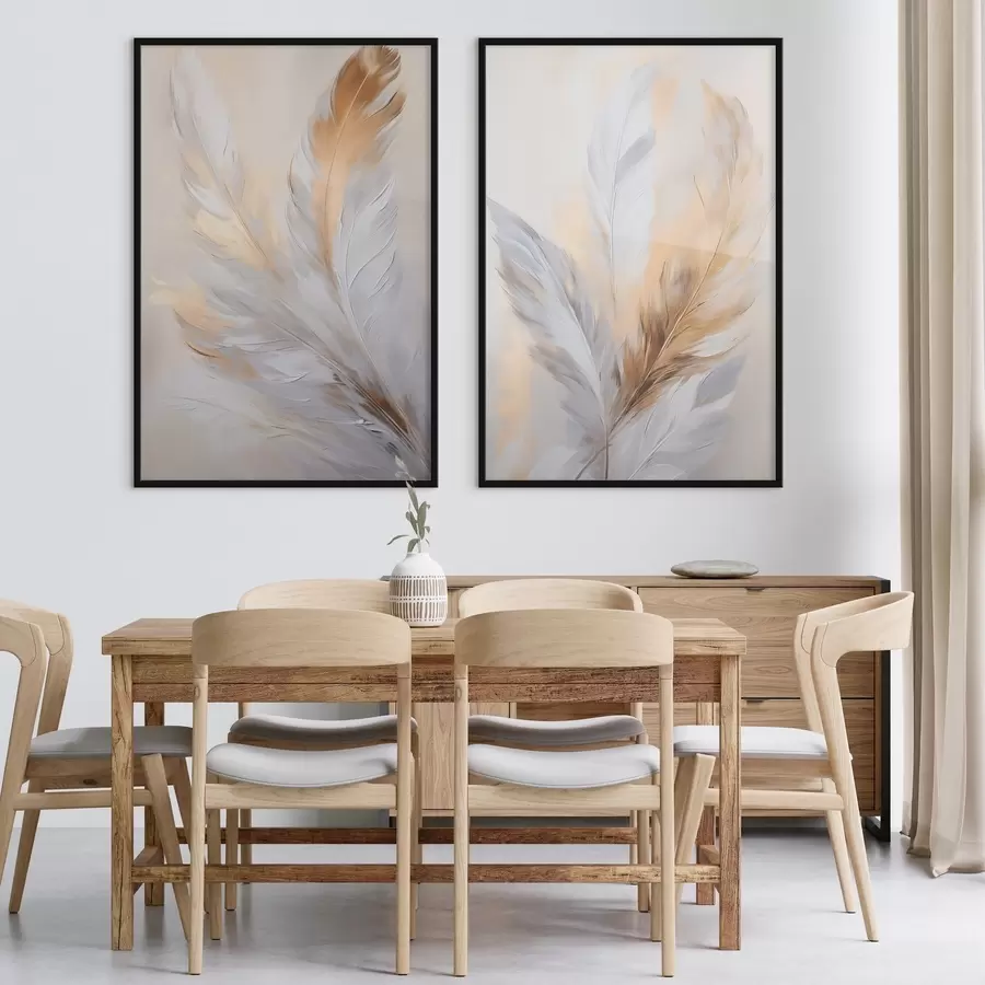 Fototapet Peří s oranžovými akcenty, minimalistická kompozice s texturou, moderní umění d00828