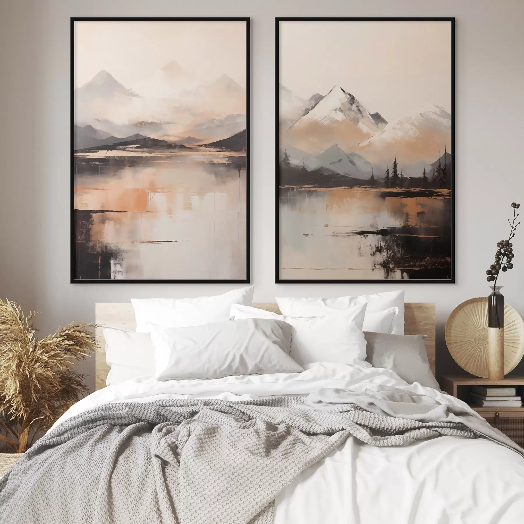 Fototapet Krajinářský obraz s texturou napodobující hory a jezero d00831