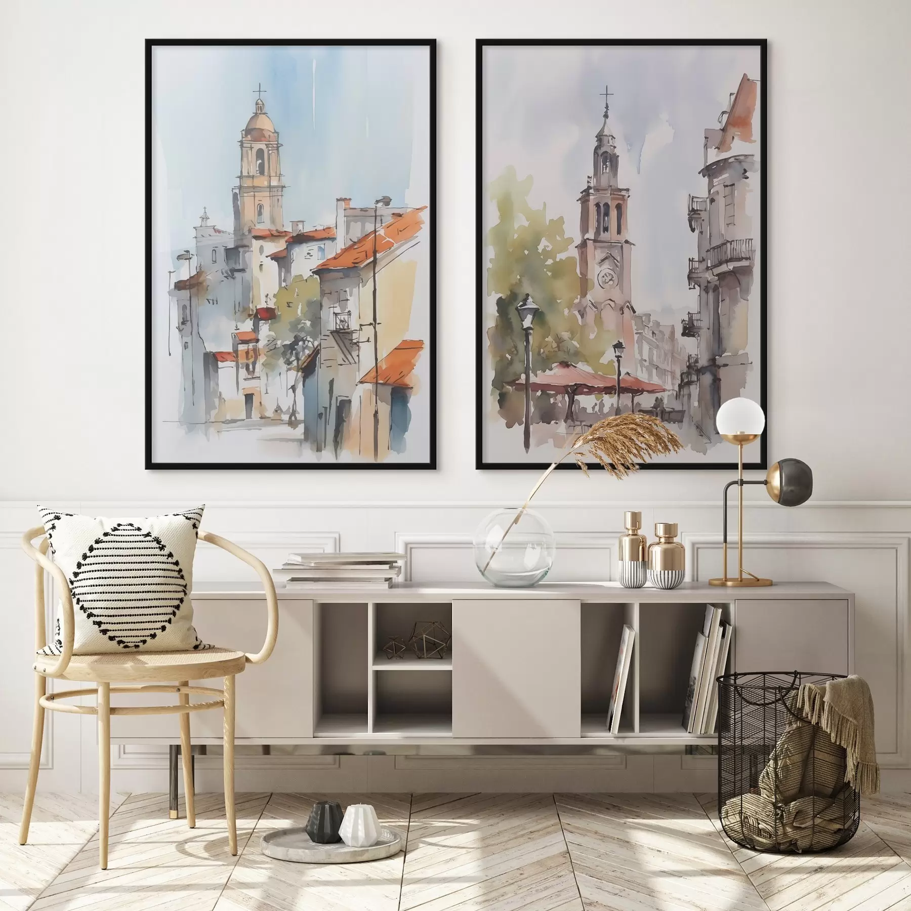 Fototapet Akvarelová imitace městské krajiny d00832