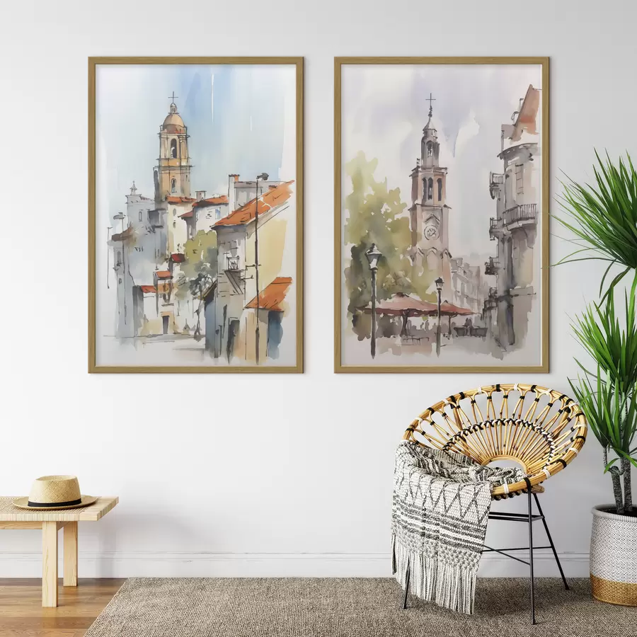 Fototapet Akvarelová imitace městské krajiny d00832