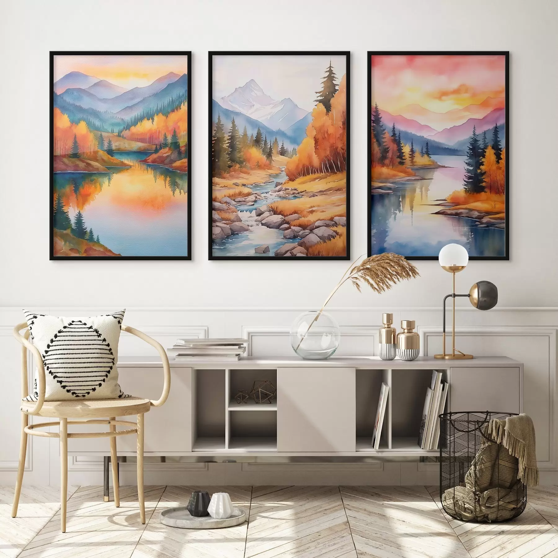 Fototapet Podzimní horská krajina v teplých odstínech západu slunce d00930