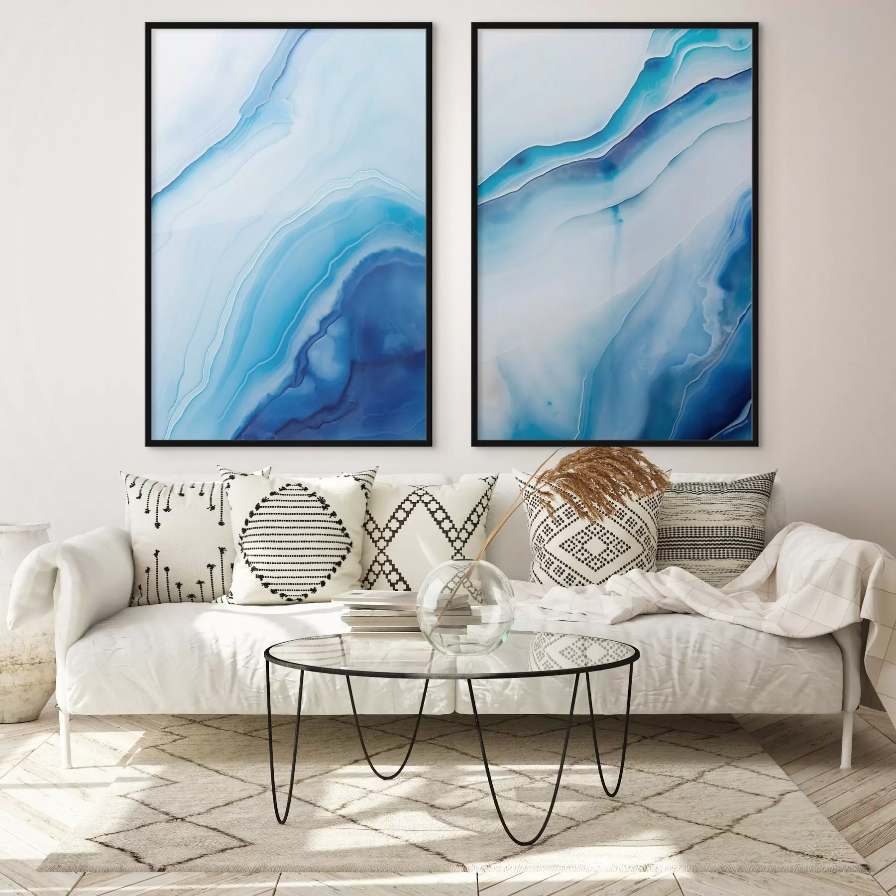 Fototapet Abstraktní modrobílý achátový potisk, vířící linie a přechody, hladká textura, moderní umění, minimalistický d00888