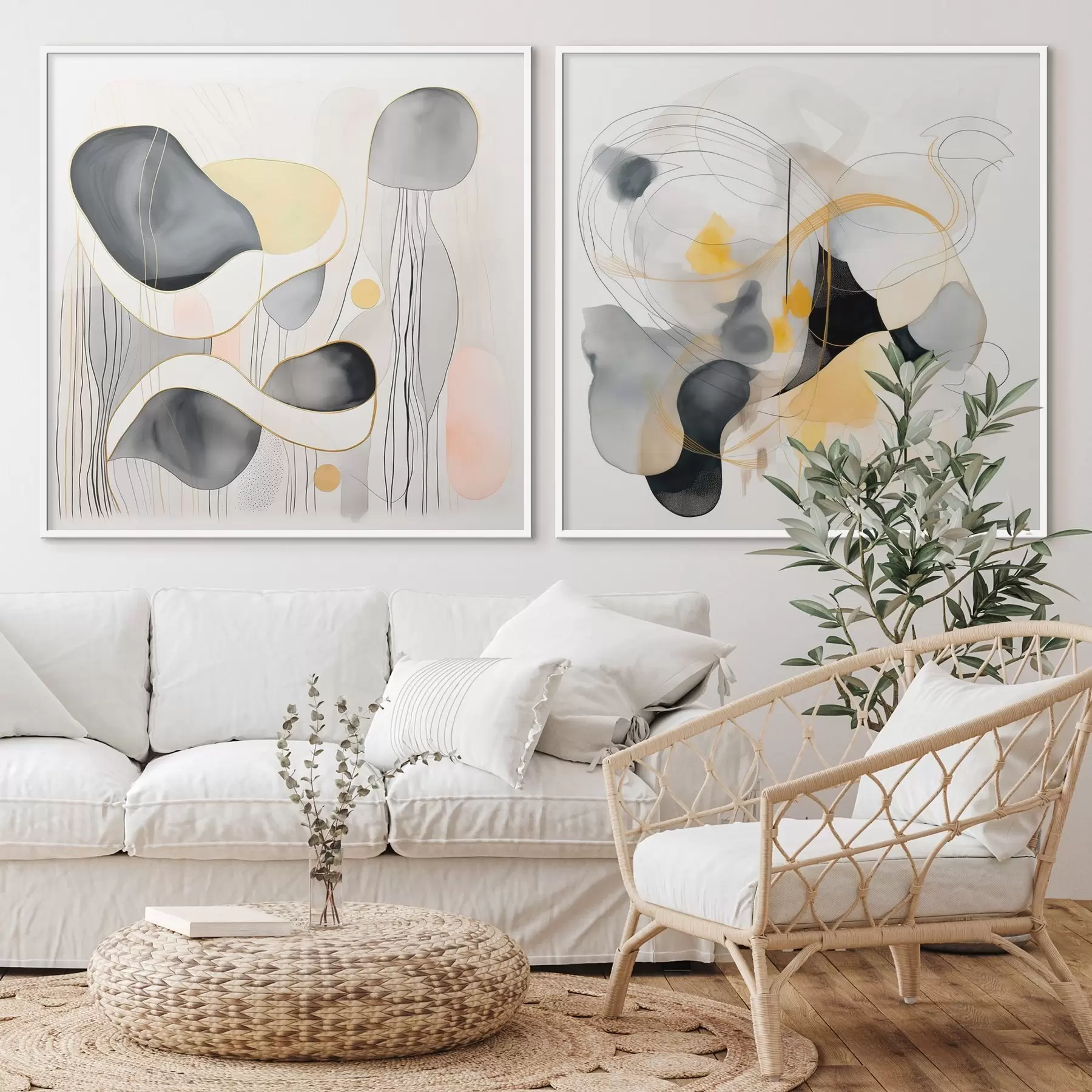 Fototapet Monochromatický a žlutý akcent v abstraktním stylu d00905