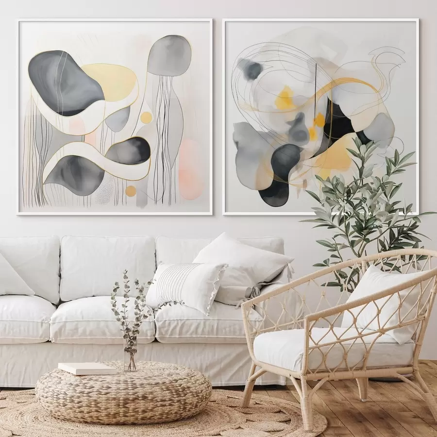 Fototapet Monochromatický a žlutý akcent v abstraktním stylu d00905