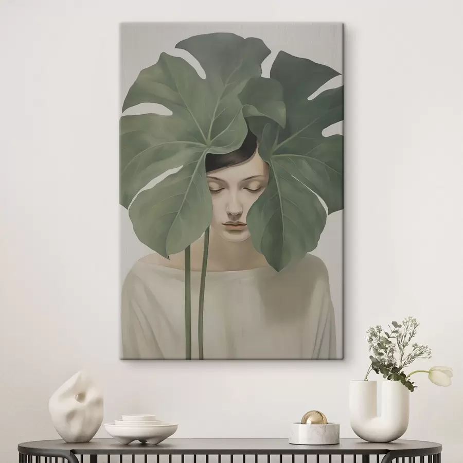 Obraz Dívka s tropickými listy Č. s47335