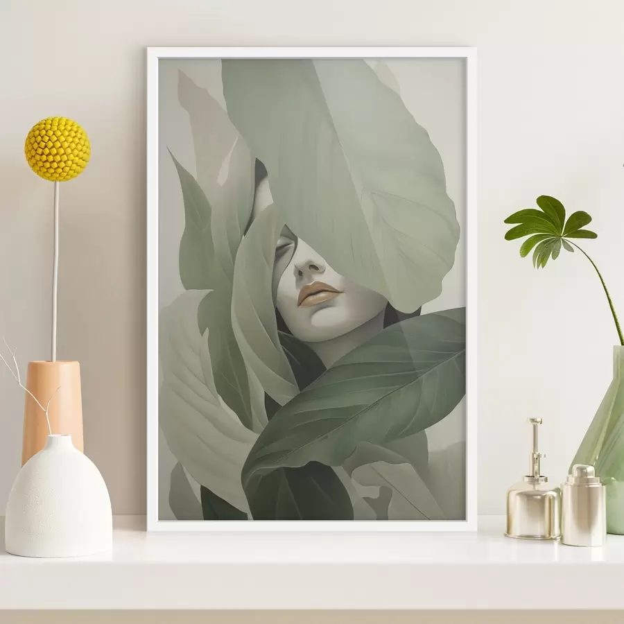 Fototapet Surrealistický portrét dívky v listí f47332