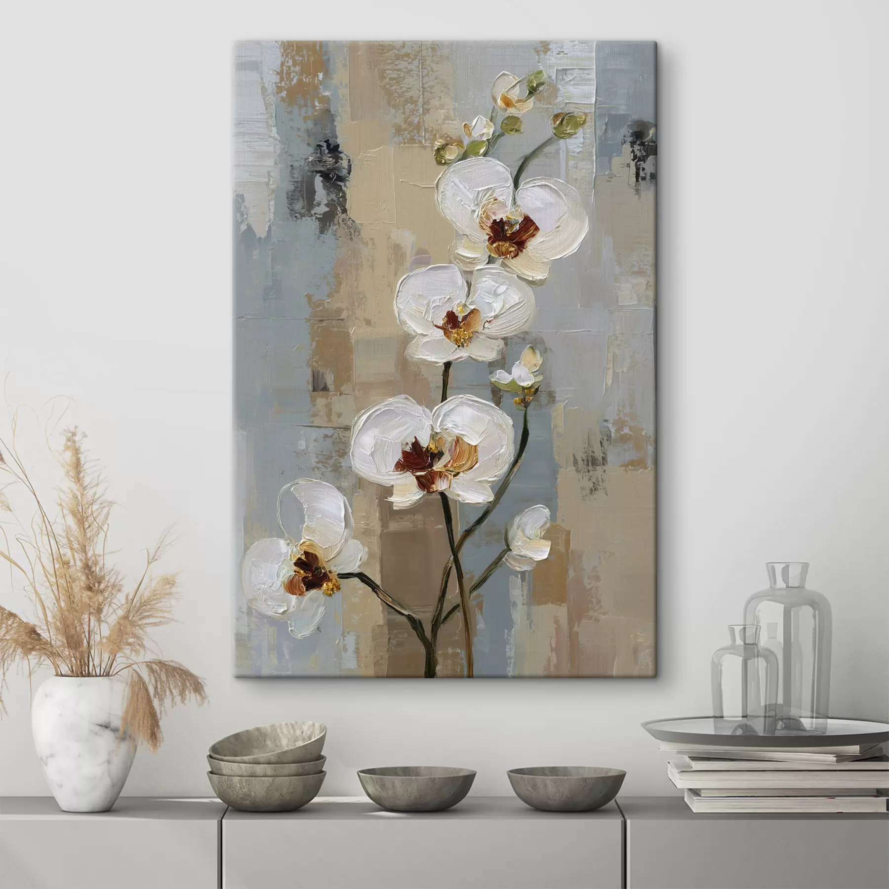 Obraz bílé orchideje ve stylu olejomalby Č. s47131