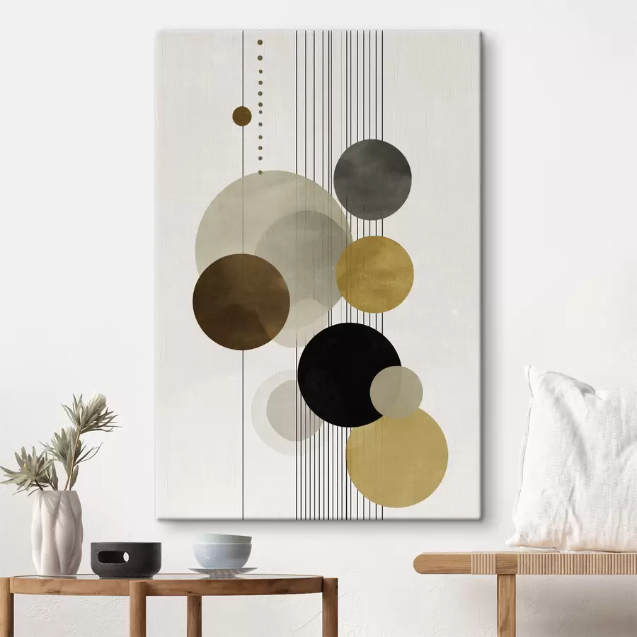 Obraz abstraktní obraz s kruhy a čarami v teplých barvách Č. s47237