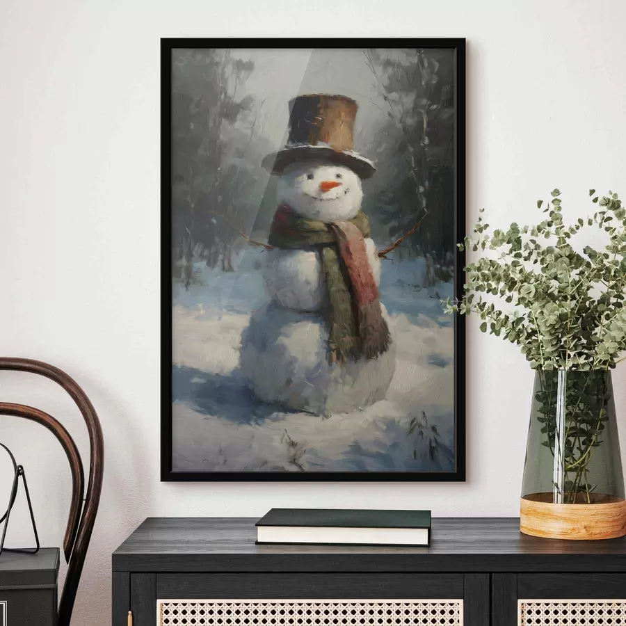 Fototapet sněhulák ve stylu olejomalby f47116