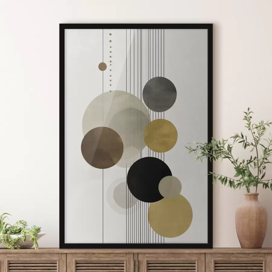 Fototapet abstraktní obraz s kruhy a čarami v teplých barvách f47237