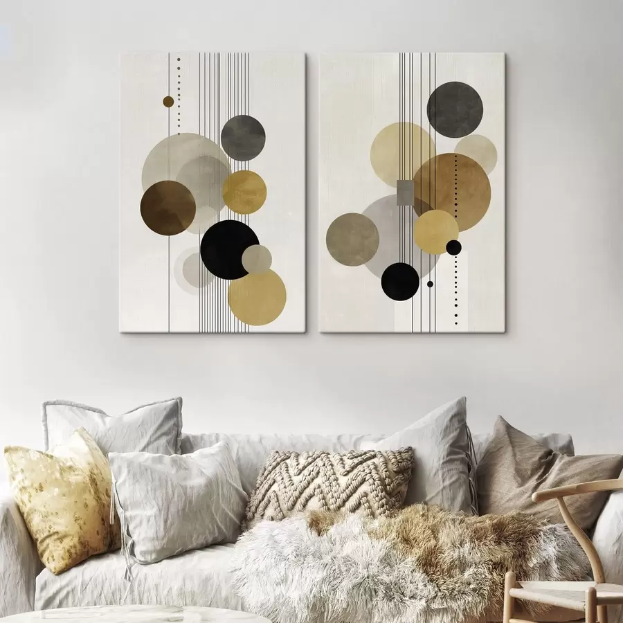 Obraz abstraktní obraz s kruhy a čarami v teplých barvách Č. m01182