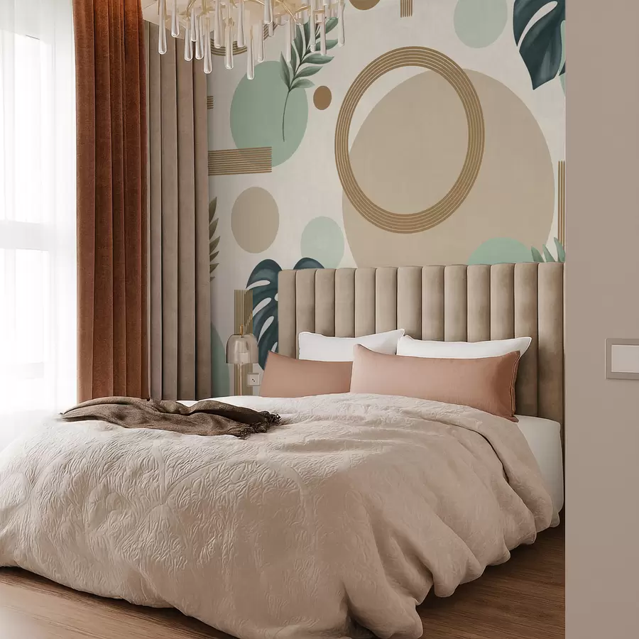 Fototapet Geometrický vzor s listy v zelené paletě w05018v1