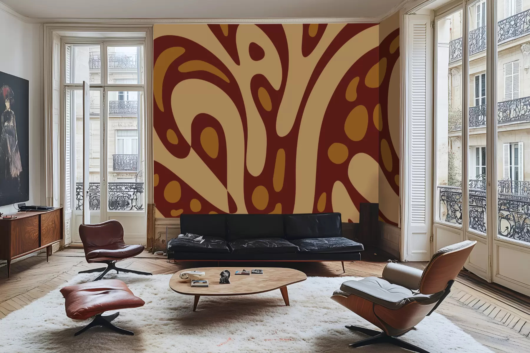 Fototapet Abstraktní vzor s hnědými a béžovými tvary w05071v2