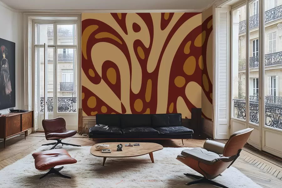 Fototapet Abstraktní vzor s hnědými a béžovými tvary w05071v2