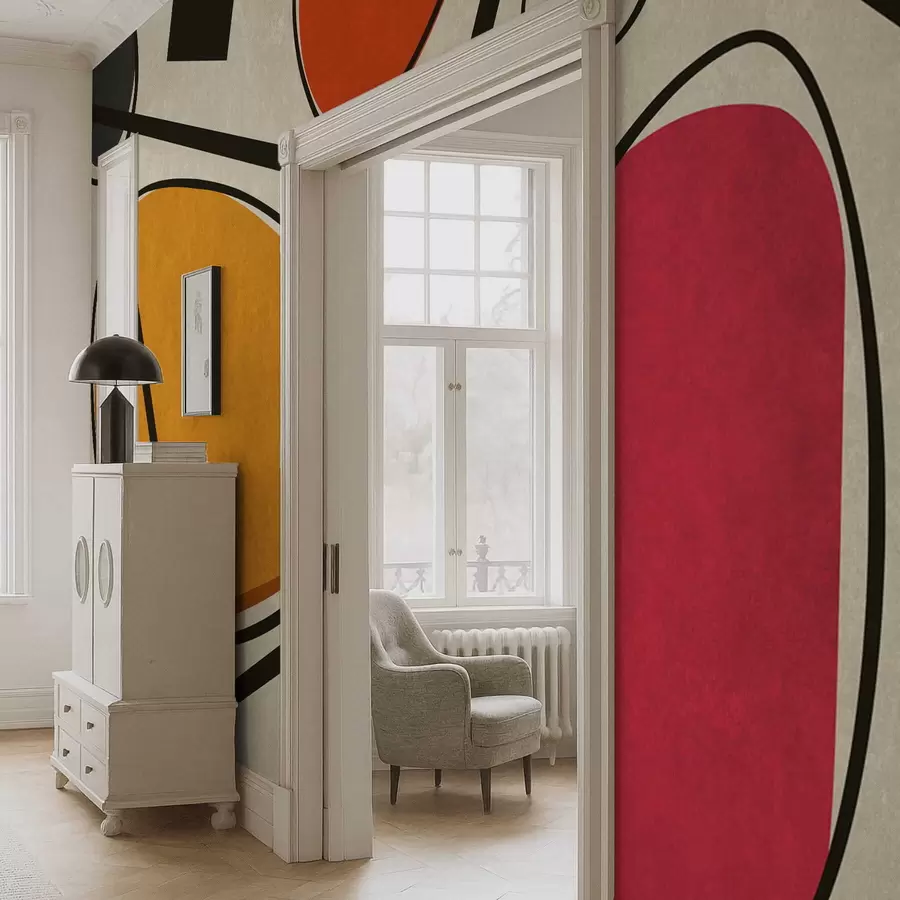 Fototapet Abstraktní tvary a linie s výraznými barevnými poli w05017