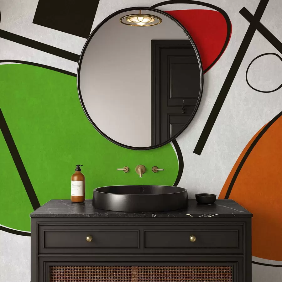 Fototapet Abstraktní geometrické tvary s liniemi a výraznými barevnými plochami w05017v1