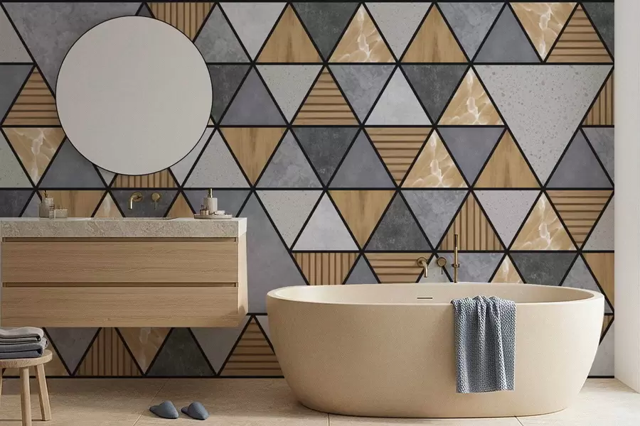 Fototapet Trojúhelníkový ornament v neutrálních a teplých barvách w05096v1