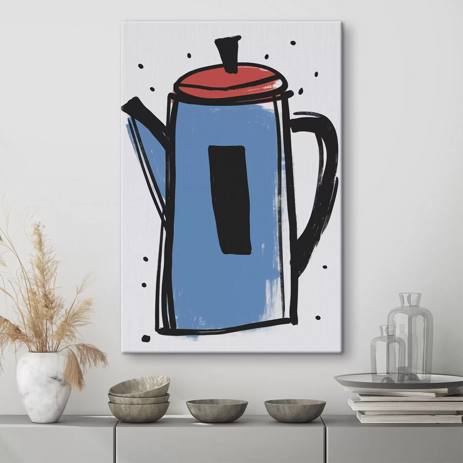 Obraz Kávová konvice napodobující primitivní kresbu Č. s47496