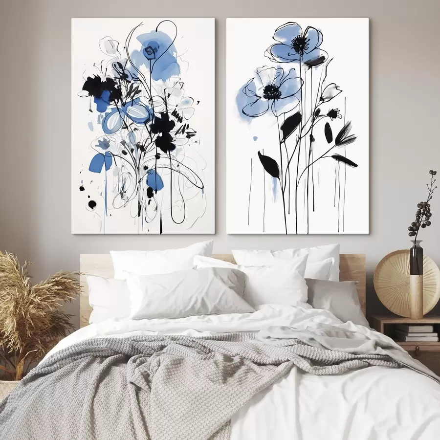 Obraz Abstrakce s tečkami a květinami Č. m01222